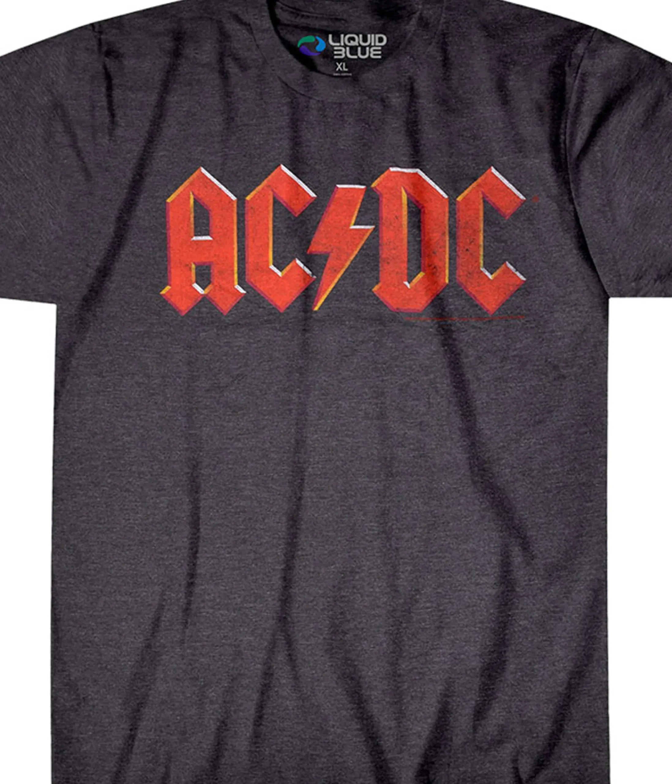 Fashion AC/DC Vintage Logo Dark Heather Poly-Cotton T-Shirt Poly-Cotton T-Shirt | Ac-Dc
