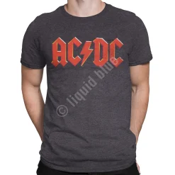 Fashion AC/DC Vintage Logo Dark Heather Poly-Cotton T-Shirt Poly-Cotton T-Shirt | Ac-Dc