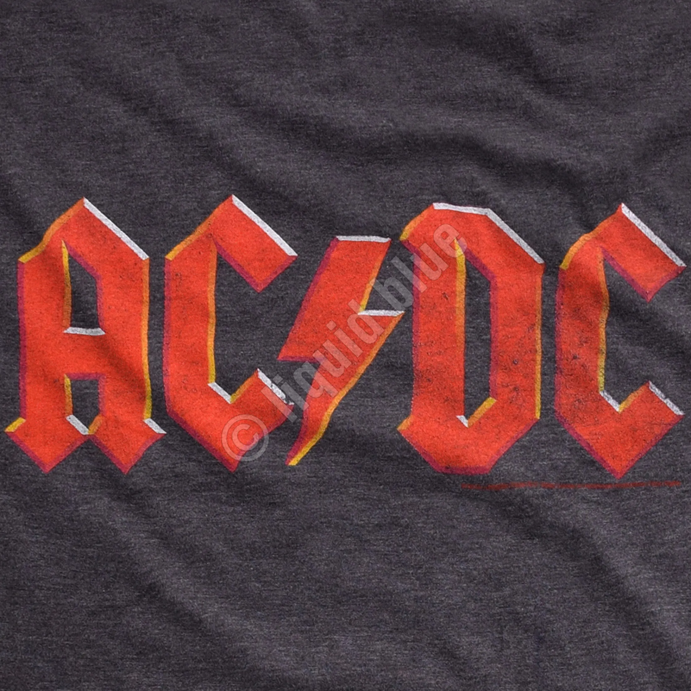 Fashion AC/DC Vintage Logo Dark Heather Poly-Cotton T-Shirt Poly-Cotton T-Shirt | Ac-Dc
