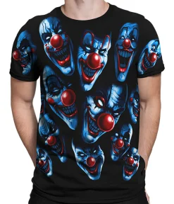 Clearance All Over Clowns Black T-Shirt T-Shirt | Halloween