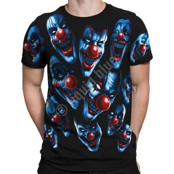 Clearance All Over Clowns Black T-Shirt T-Shirt | Halloween
