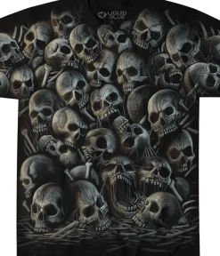 Clearance All Over Skulls Black T-Shirt T-Shirt | Halloween