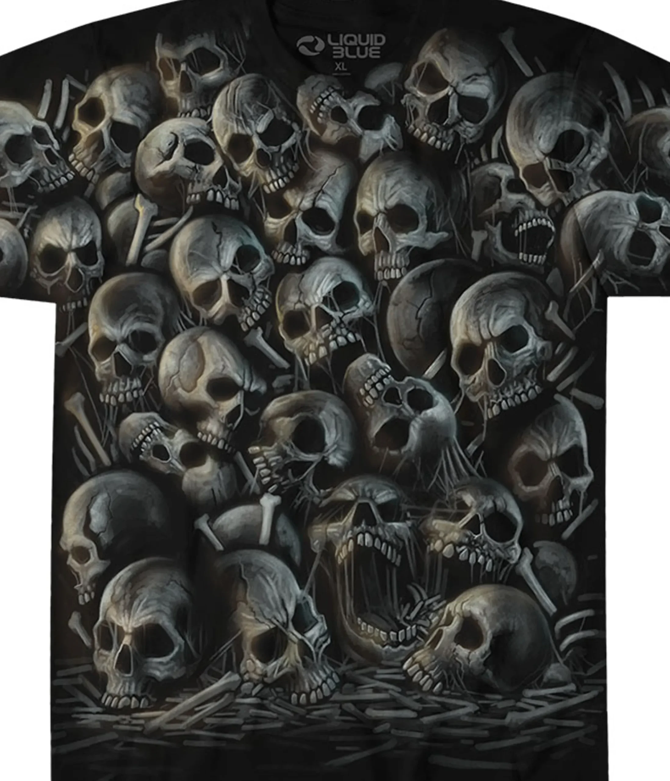 Clearance All Over Skulls Black T-Shirt T-Shirt | Halloween