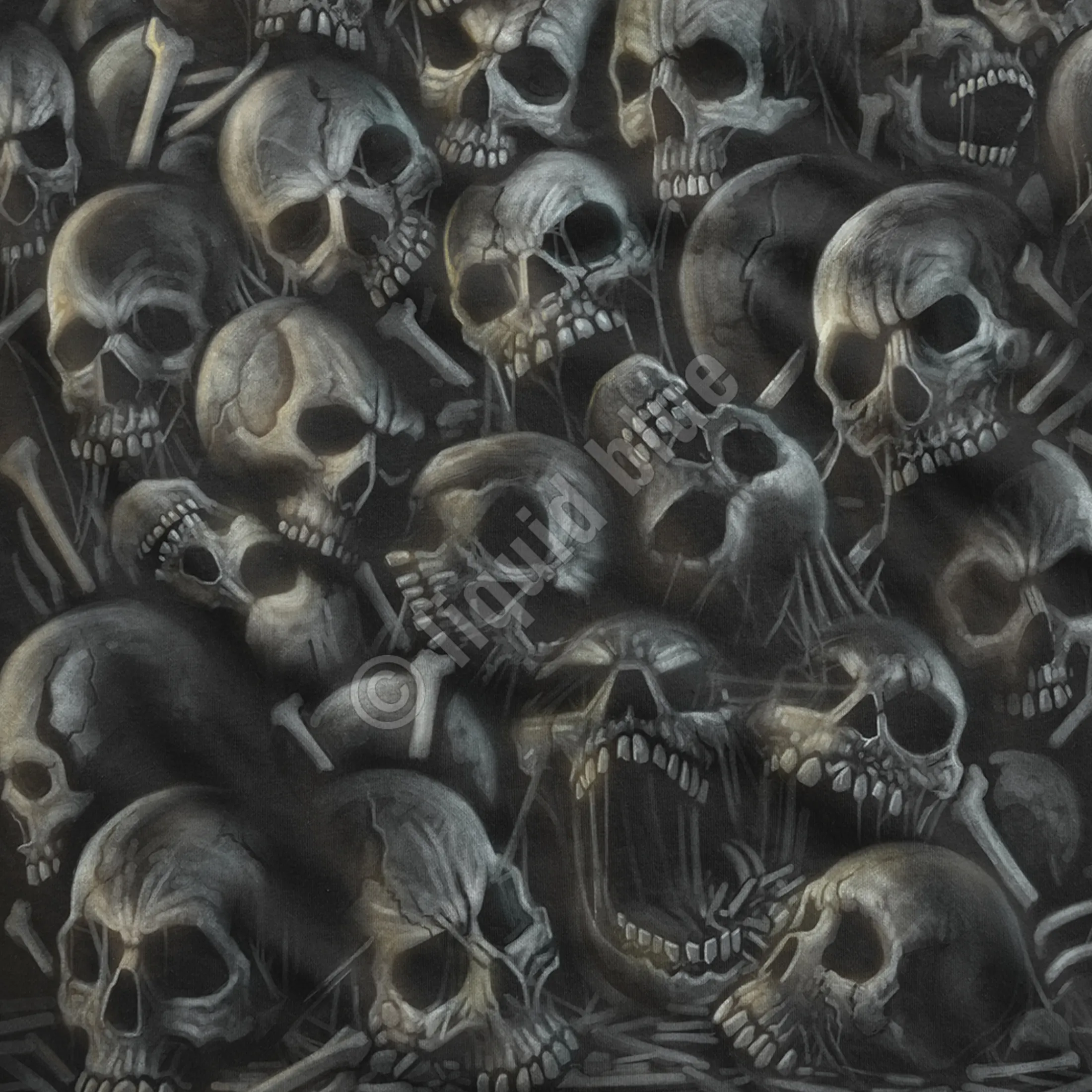 Clearance All Over Skulls Black T-Shirt T-Shirt | Halloween