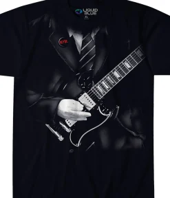 Clearance Angus Young Black T-Shirt T-Shirt | Ac-Dc