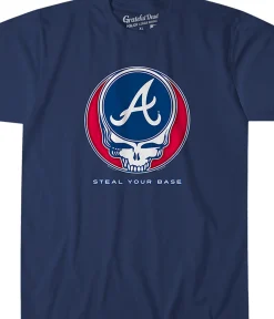 Discount Atlanta Braves Steal Your Base Navy Athletic T-Shirt Athletic T-Shirt | Atlanta Braves
