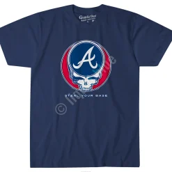 Discount Atlanta Braves Steal Your Base Navy Athletic T-Shirt Athletic T-Shirt | Atlanta Braves