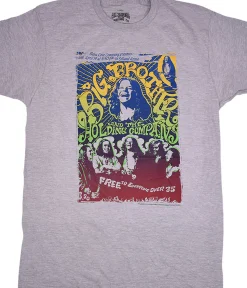 Hot Big Brother Vintage Handbill Heather Grey Poly-Cotton T-Shirt Poly-Cotton T-Shirt | Janis Joplin