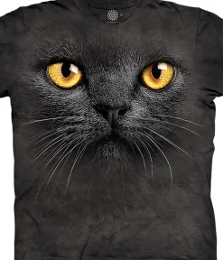 Clearance Big Face Black Cat Classic Cotton T-Shirt T-Shirt | Cats