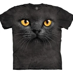 Clearance Big Face Black Cat Classic Cotton T-Shirt T-Shirt | Cats