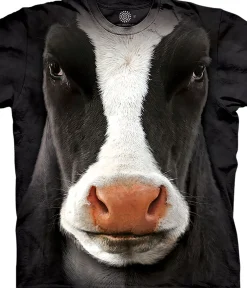 Clearance Black Cow Face Classic Cotton T-Shirt T-Shirt | Farm