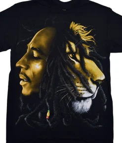 Outlet Bob Marley Profiles Black T-Shirt T-Shirt | Rastafari Art