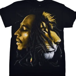 Outlet Bob Marley Profiles Black T-Shirt T-Shirt | Rastafari Art