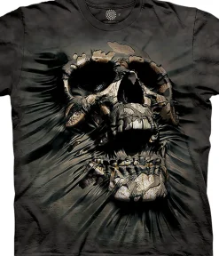 Hot Breakthrough Skull Classic Cotton T-Shirt T-Shirt | Halloween