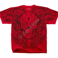 Clearance Calavera Keyhole Red T-Shirt T-Shirt | Luctus