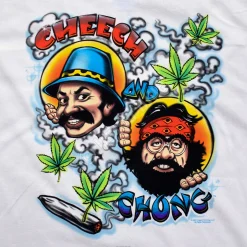 Outlet C&C Airbrush White T-Shirt Athletic T-Shirt | Cheech And Chong
