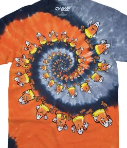 Clearance Candy Corn Spiral Tie-Dye T-Shirt T-Shirt | Halloween