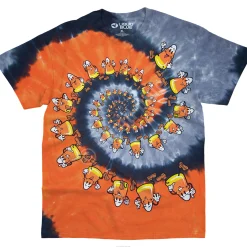 Clearance Candy Corn Spiral Tie-Dye T-Shirt T-Shirt | Halloween