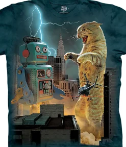 New Catzilla Vs. Robot Classic Cotton T-Shirt T-Shirt | Other Mythical Creatures