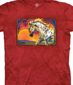 Fashion Chasing The Sun Classic Cotton T-Shirt T-Shirt | Horses
