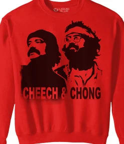 Sale Cheech and Chong Stencil Red Sweatshirt Sweatshirt | Cheech And Chong