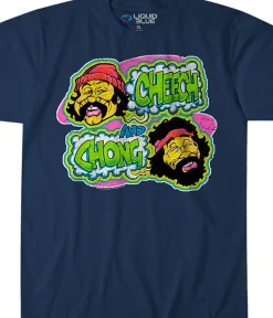 Outlet Cheech and Chong Transfer Navy T-Shirt T-Shirt | Cheech And Chong