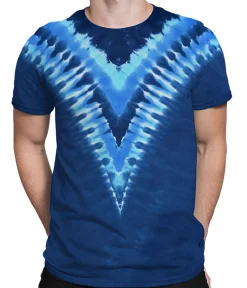 Hot Cool Blue V Unprinted Tie-Dye T-Shirt Unprinted Tie-Dyes | Unprinted Tie-Dye