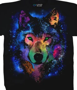 Clearance Cosmic Wolf Black T-Shirt T-Shirt | American Wildlife