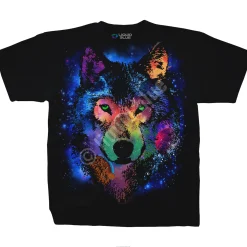 Clearance Cosmic Wolf Black T-Shirt T-Shirt | American Wildlife