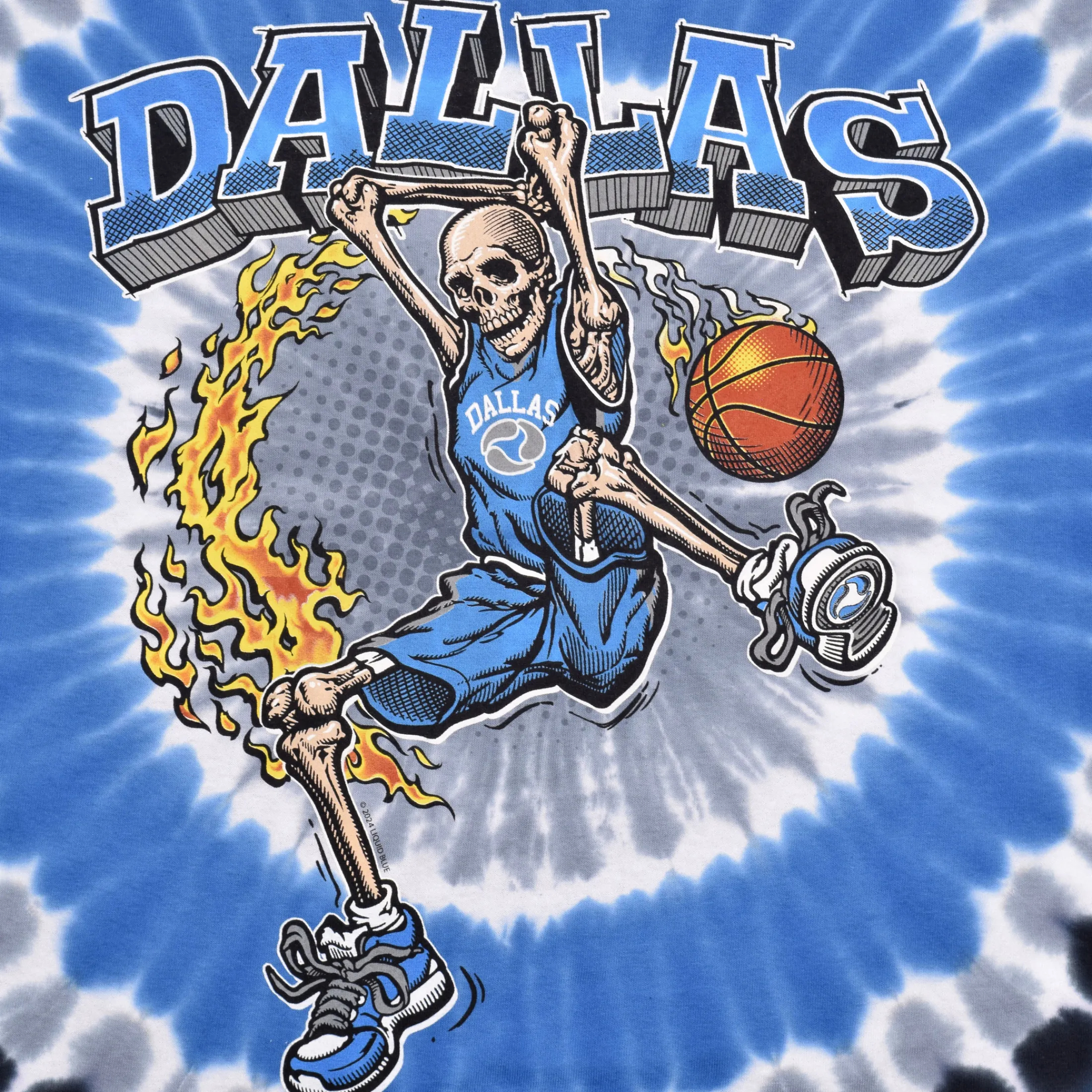 Sale Dallas Dunker Basketball Skeleton Tie-Dye T-Shirt T-Shirt | Basketball