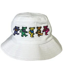 Clearance Dancin Bear White Bucket Hat Hats | Grateful Dead