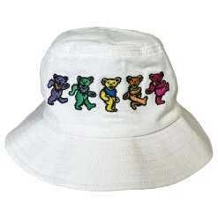Clearance Dancin Bear White Bucket Hat Hats | Grateful Dead