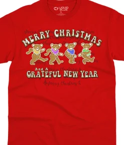 Fashion Dancin' Gingerbread Bears Youth Red T-Shirt Kids Youth | Grateful Dead