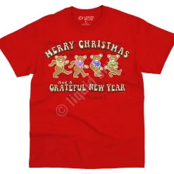 Fashion Dancin' Gingerbread Bears Youth Red T-Shirt Kids Youth | Grateful Dead