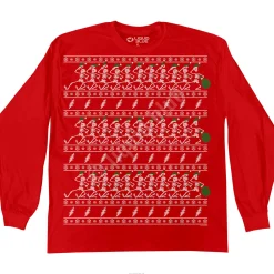 Sale Dancin Skeletons Xmas Sweater Red Long Sleeve T-Shirt Long Sleeve | Grateful Dead