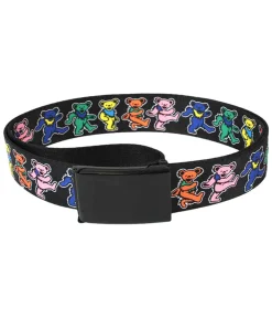 Hot Dancing Bear Adjustable Web Belt Black Large Belts | Grateful Dead