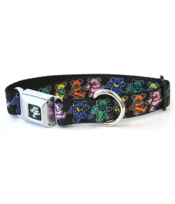 Online Dancing Bear Dog Collar Lg Black Grateful Dead