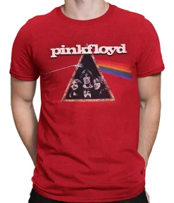 Sale Dark Side Retro Red Heather Poly-Cotton T-Shirt Poly-Cotton T-Shirt | Pink Floyd