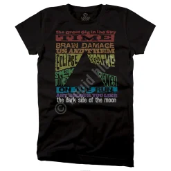 Clearance Dark Side Tracks Black Juniors Long Length T-Shirt Women Juniors Long Length | Pink Floyd