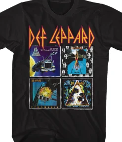 New Def Leppard Albums Black T-Shirt T-Shirt | Def Leppard
