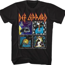 New Def Leppard Albums Black T-Shirt T-Shirt | Def Leppard