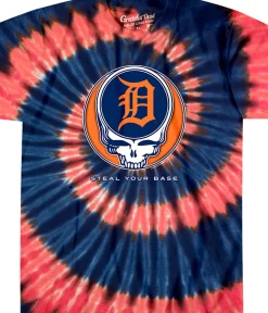 Sale Detroit Tigers Steal Your Base Tie-Dye T-Shirt T-Shirt | Detroit Tigers