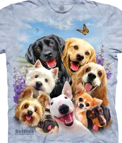 Clearance Dogs Selfie Classic Cotton T-Shirt T-Shirt | Selfies
