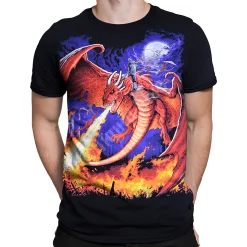 Clearance Dragon Fire Black T-Shirt T-Shirt | Dark Fantasy