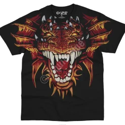 Clearance Dragon Head Black T-Shirt T-Shirt | Dark Fantasy