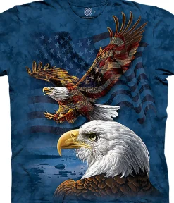 Sale Eagle Flag Collage Classic Cotton T-Shirt T-Shirt | Birds