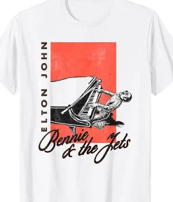 Online Elton John Bennie and The Jets White T-Shirt T-Shirt | Elton John