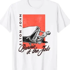 Online Elton John Bennie and The Jets White T-Shirt T-Shirt | Elton John
