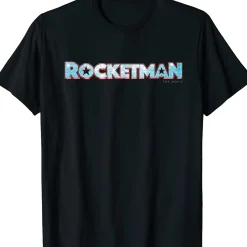 New Elton John Rocketman Black T-Shirt T-Shirt | Elton John