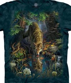 Hot Enchanted Wolf Pool Classic Cotton T-Shirt T-Shirt | Wolf Shirt Collection